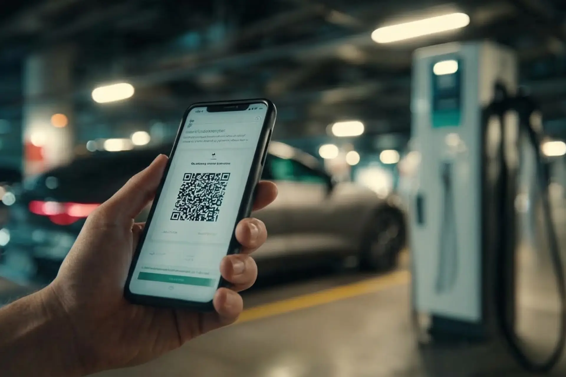 Código QR en una estación de carga para vehículos eléctricos JAC
