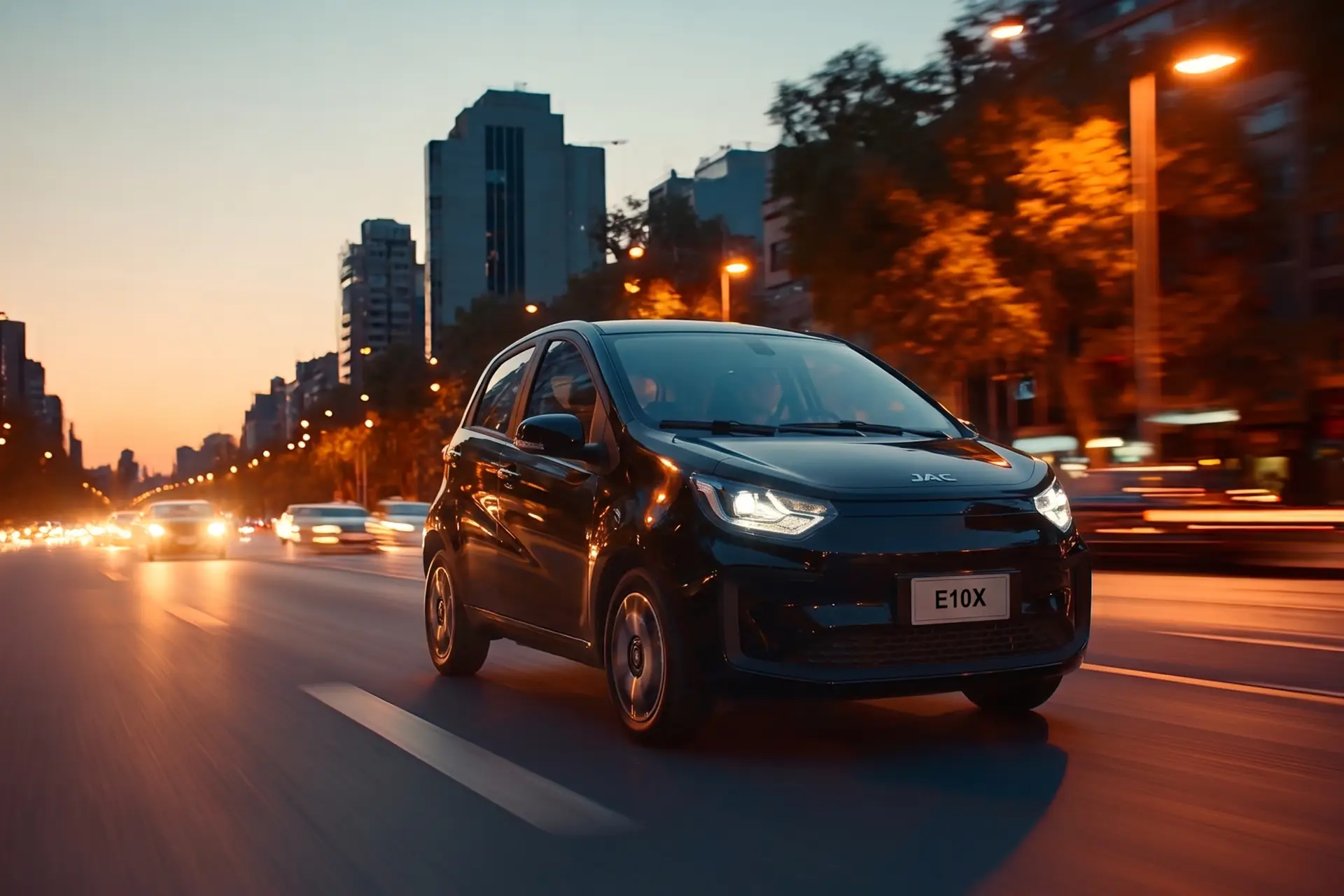Vehículo eléctrico JAC circulando en la ciudad